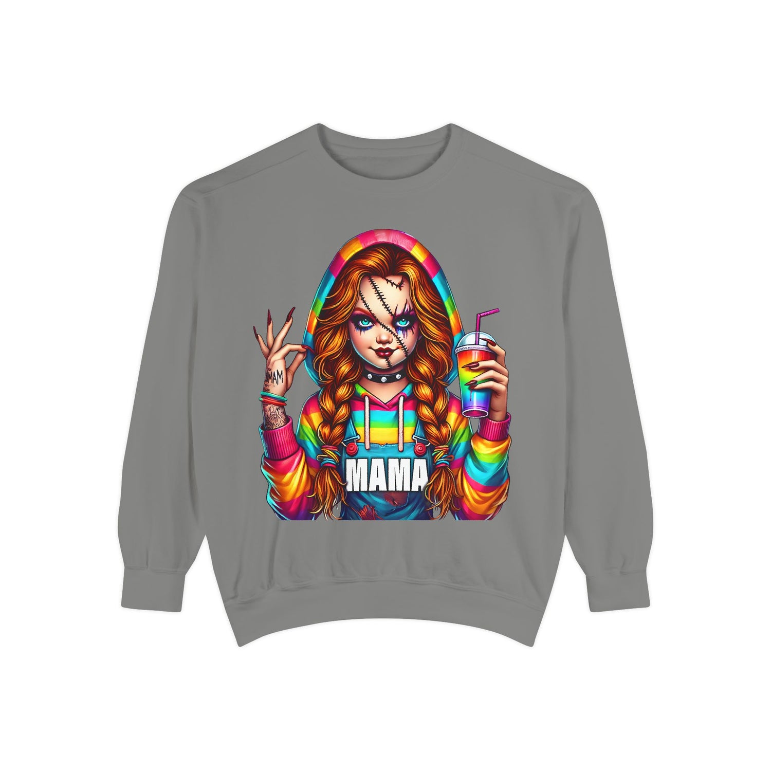 Chucky Mama Crewneck | Cute Spooky Crewneck |Chucky Crewneck | Unisex Garment-Dyed Sweatshirt