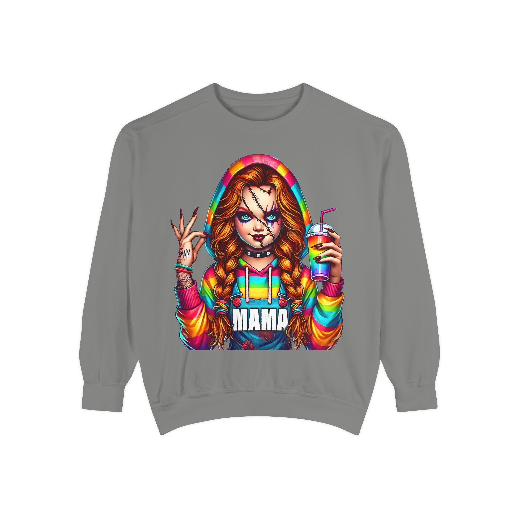 Chucky Mama Crewneck | Cute Spooky Crewneck |Chucky Crewneck | Unisex Garment-Dyed Sweatshirt