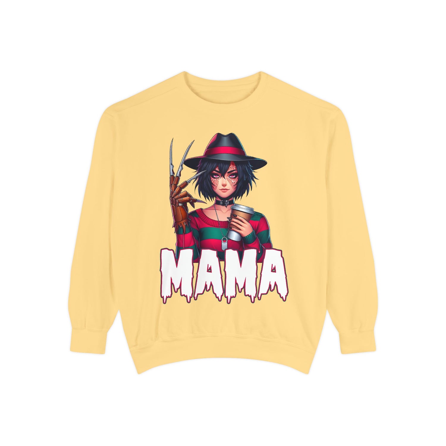 Freddy Krueger Mama Crewneck | Cute Spooky Crewneck | Freddy Krueger Crewneck | Unisex Garment-Dyed Sweatshirt