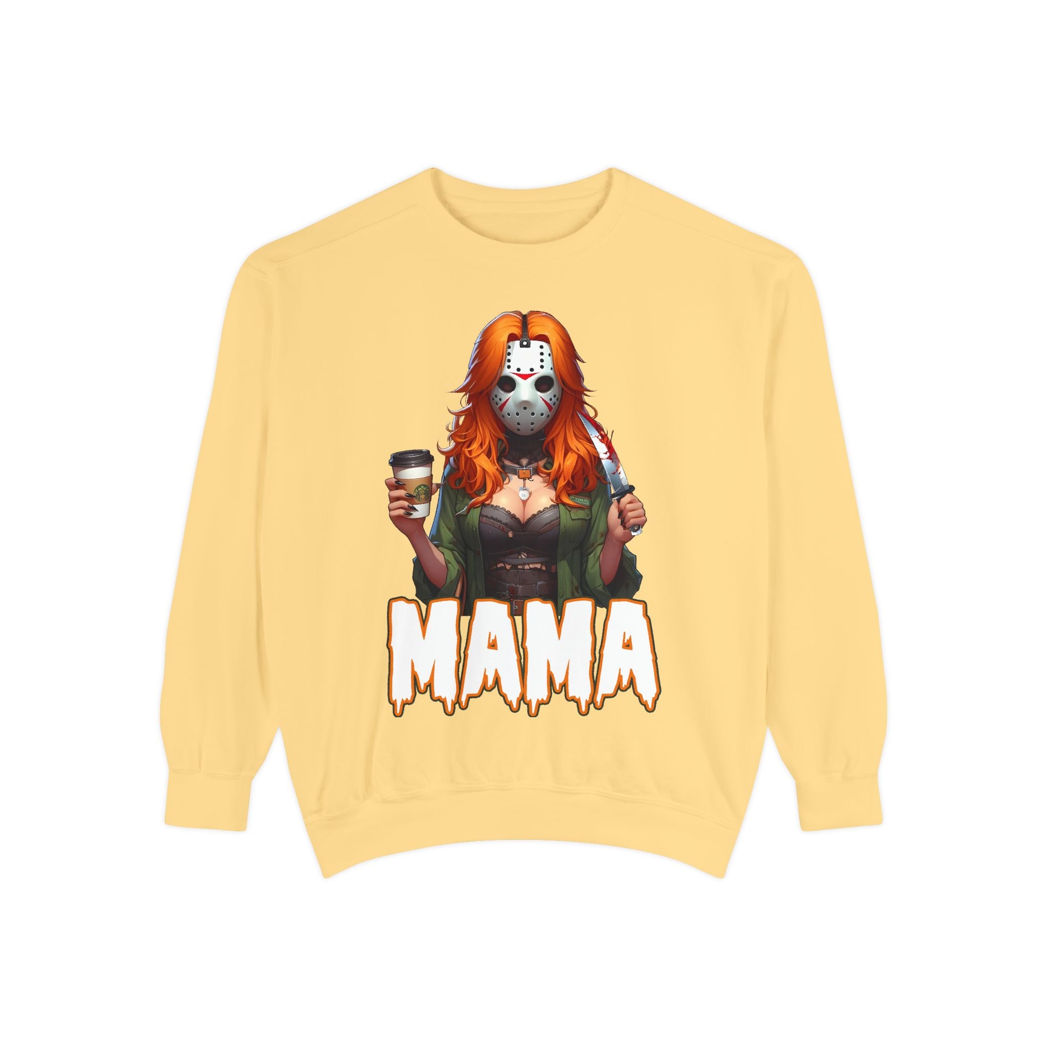 Jason Voorhees Mama Crewneck | Cute Spooky Crewneck | Jason Voorhees Crewneck | Unisex Garment-Dyed Sweatshirt