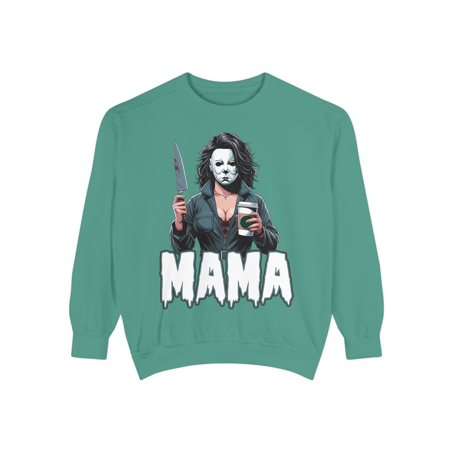 Michael Myers Mama Crewneck | Cute Spooky Crewneck | Michael Myers Crewneck | Unisex Garment-Dyed Sweatshirt