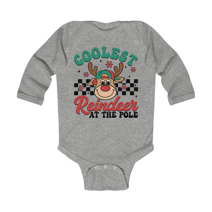 Coolest Reindeer Infant Long Sleeve Bodysuit - Holiday Baby Outfit