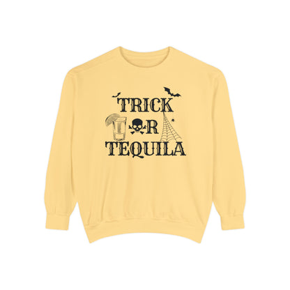 Trick or Tequila | Halloween Crewneck | Unisex Garment-Dyed Sweatshirt