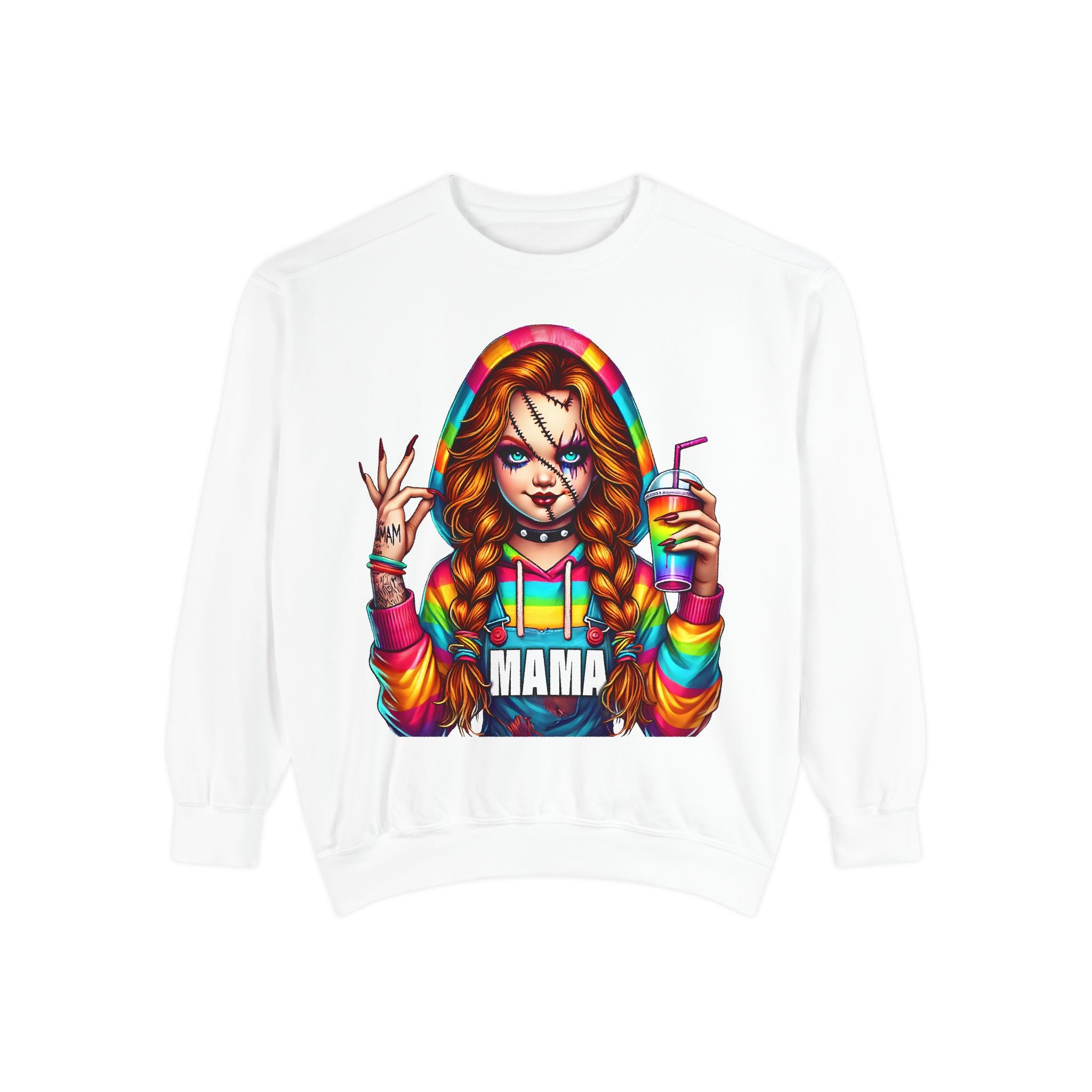 Chucky Mama Crewneck | Cute Spooky Crewneck |Chucky Crewneck | Unisex Garment-Dyed Sweatshirt