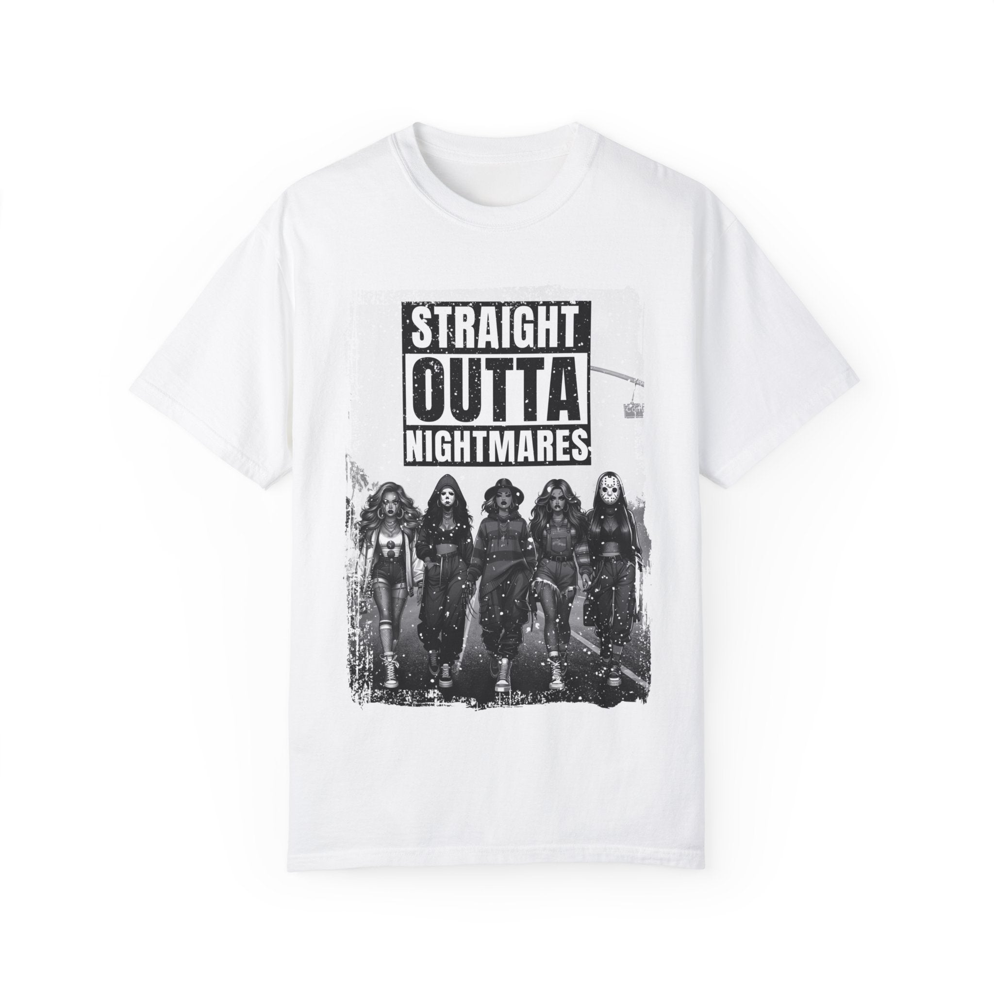 Halloween Horror Movie Shirt | Straight Outta Nightmares Shirt | Unisex Garment-Dyed T-shirt