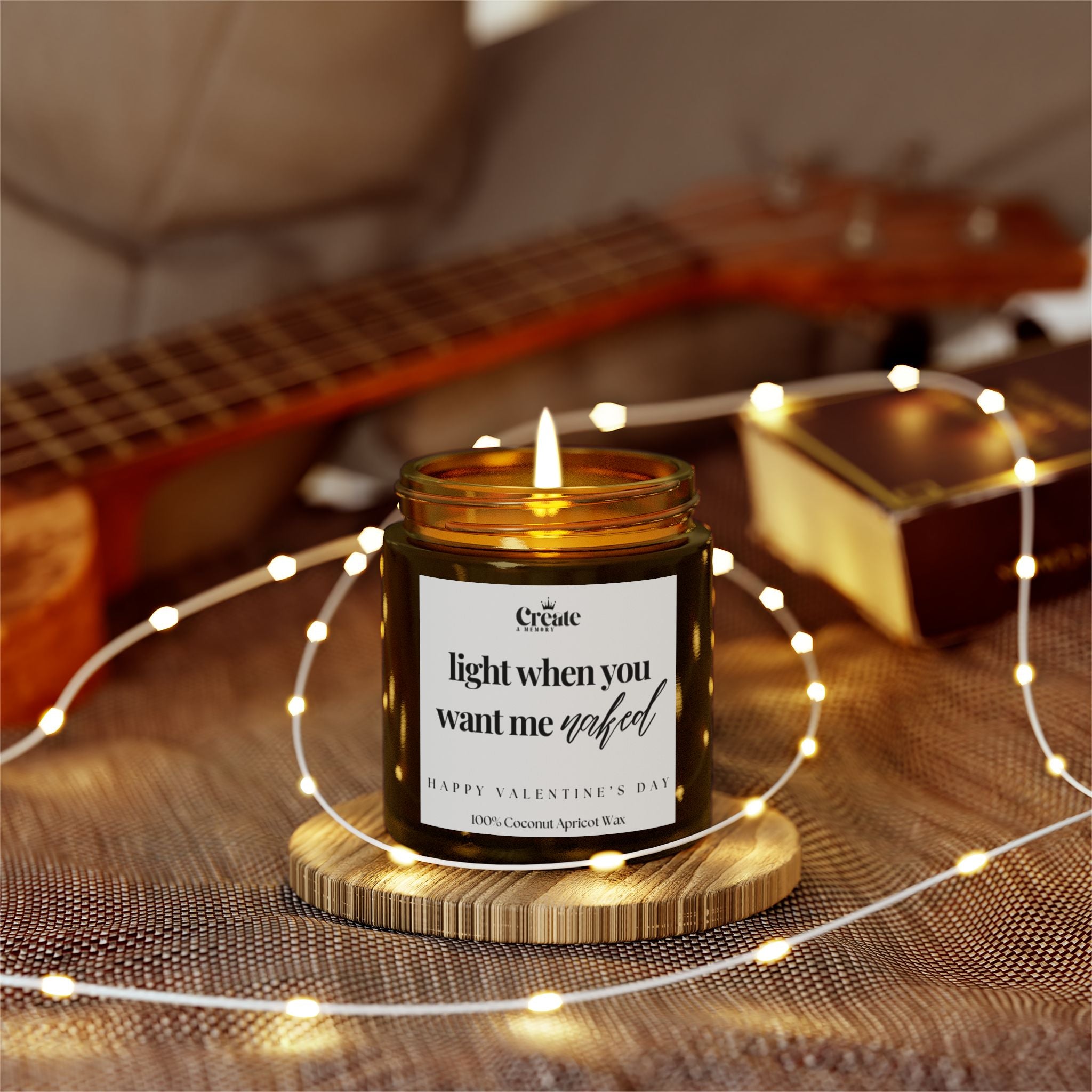 Scented Candle - &quot;Light When You Want Me Naked&quot; - Romantic Coconut Apricot Wax for Valentine&