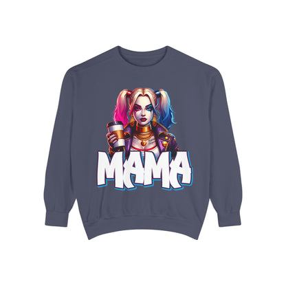 Harley Quinn Mama Crewneck | Cute Spooky Crewneck | Harley Quinn Crewneck | Unisex Garment-Dyed Sweatshirt