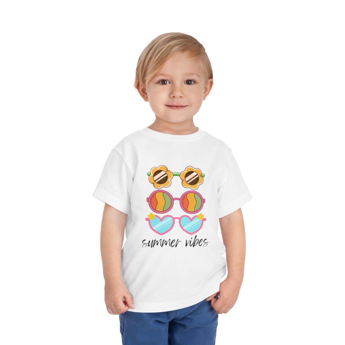 Summer Vibes Toddler T-shirt | Cute Sunglasses Tee | Vacation Summer Beach T-shirt | Toddler Short Sleeve Tee