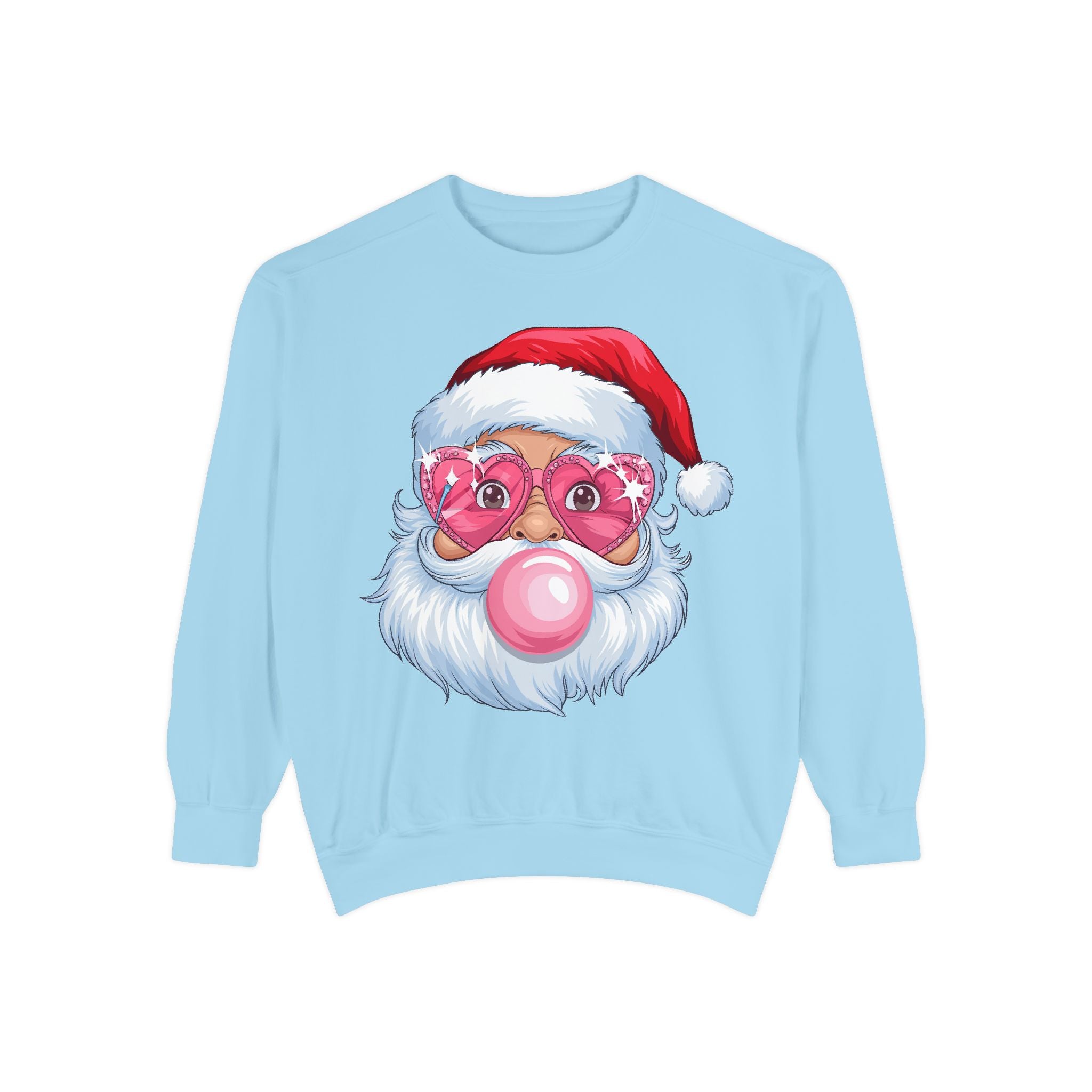 Santa Bubble Gum | Cute Santa Unisex Garment-Dyed Sweatshirt