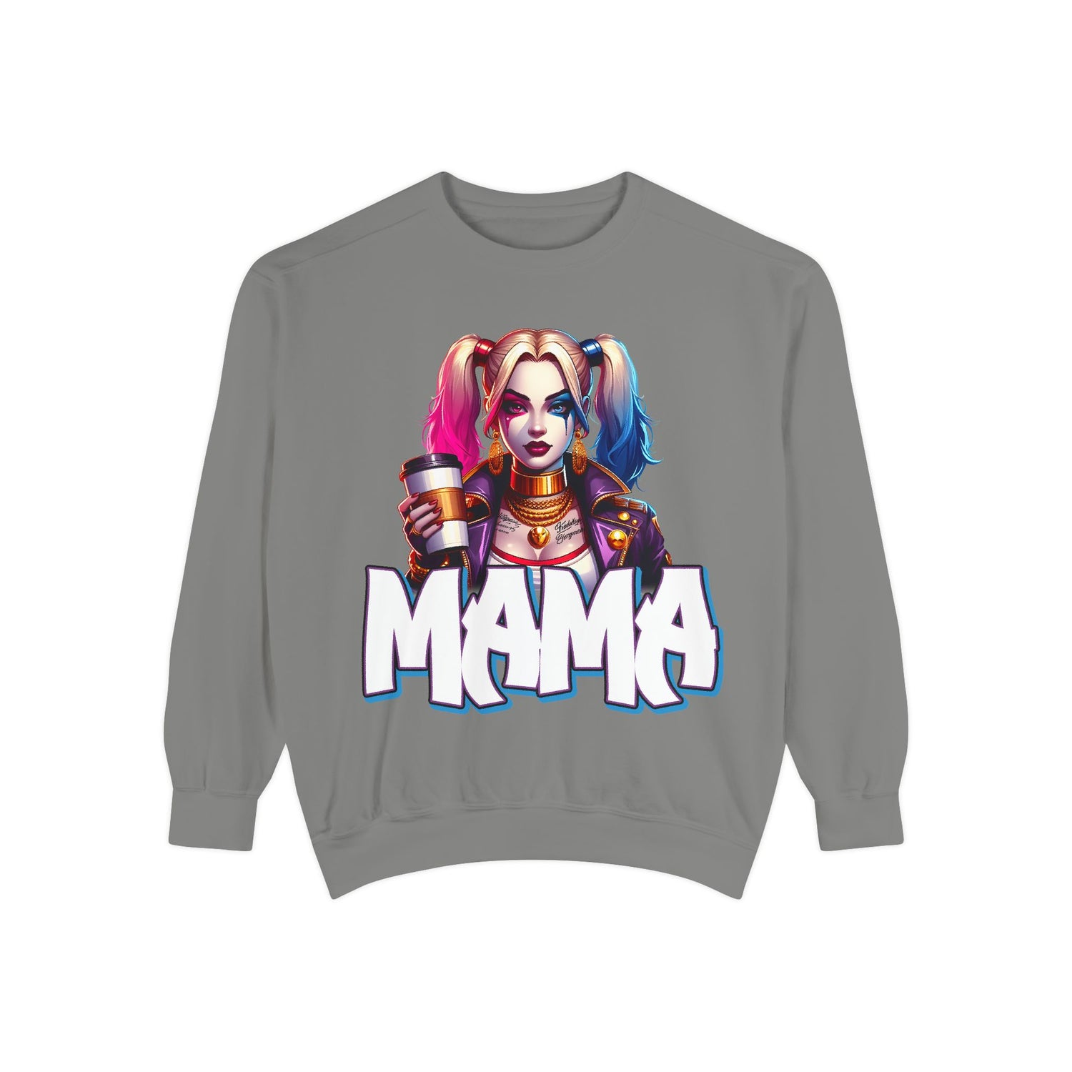 Harley Quinn Mama Crewneck | Cute Spooky Crewneck | Harley Quinn Crewneck | Unisex Garment-Dyed Sweatshirt