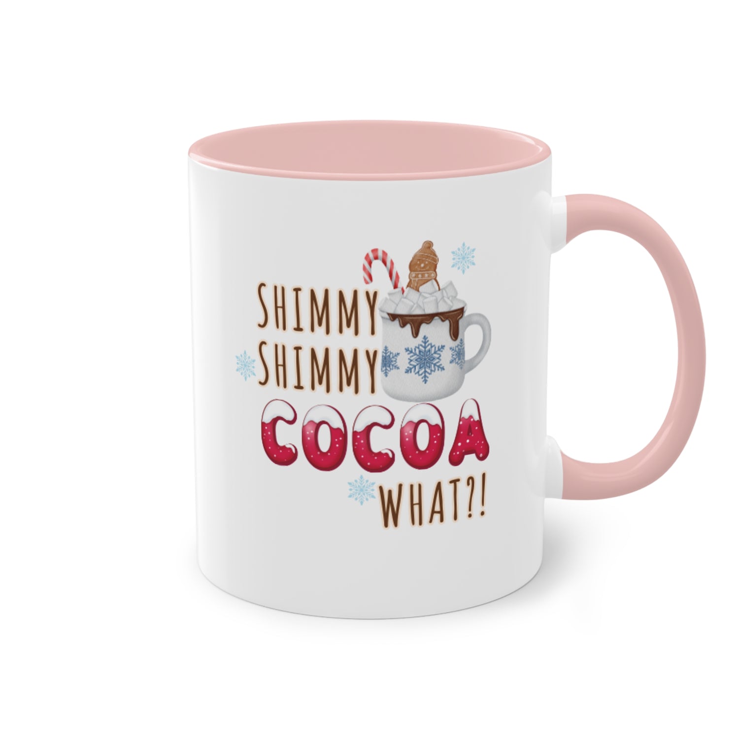 Funny Christmas Mug | Shimmy Shimmy Cocoa What?! Mug | Two-Tone Coffee Mugs 11oz | Holiday Mugs