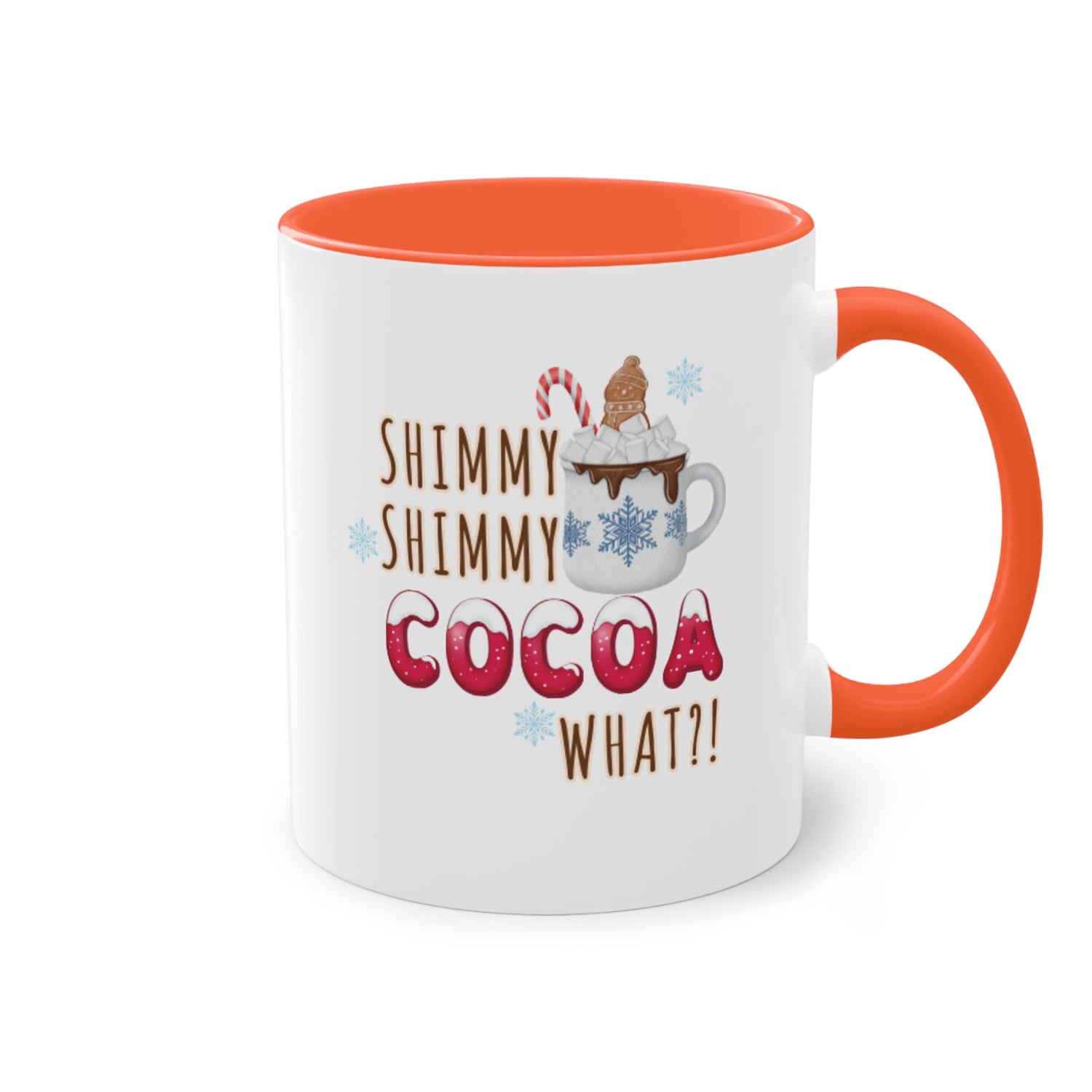 Funny Christmas Mug | Shimmy Shimmy Cocoa What?! Mug | Two-Tone Coffee Mugs 11oz | Holiday Mugs