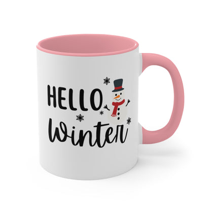 Holiday Accent Mugs | Snowman Mugs | Hello Winter Mugs 11oz 15oz