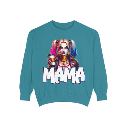 Harley Quinn Mama Crewneck | Cute Spooky Crewneck | Harley Quinn Crewneck | Unisex Garment-Dyed Sweatshirt