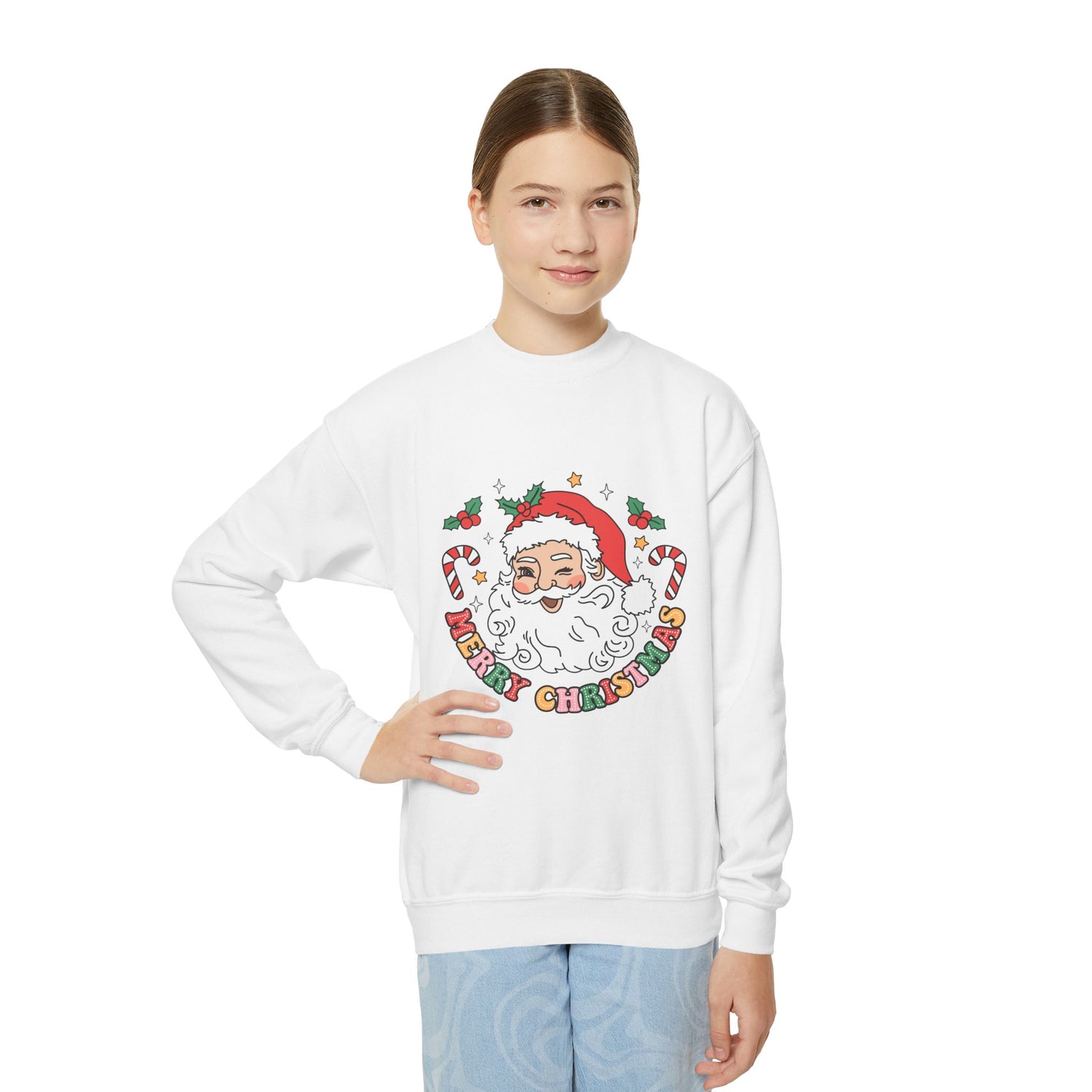 Youth Merry Christmas Crewneck Sweatshirt for Holiday Cheer