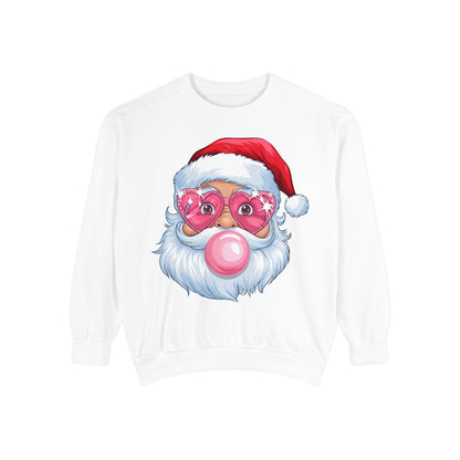 Santa Bubble Gum | Cute Santa Unisex Garment-Dyed Sweatshirt