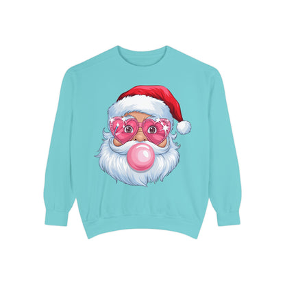 Santa Bubble Gum | Cute Santa Unisex Garment-Dyed Sweatshirt