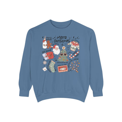 Merry Christmas Sweatshirt - Unisex Garment-Dyed Holiday Apparel