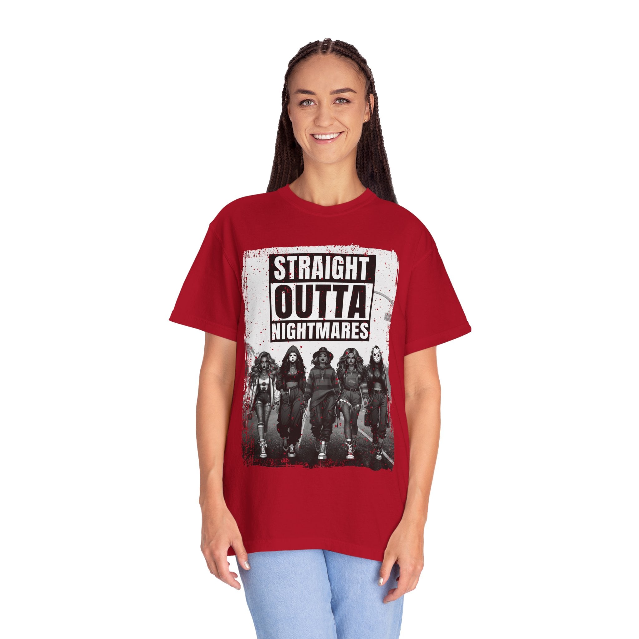 Halloween Horror Movie Shirt | Straight Outta Nightmares Shirt | Unisex Garment-Dyed T-shirt