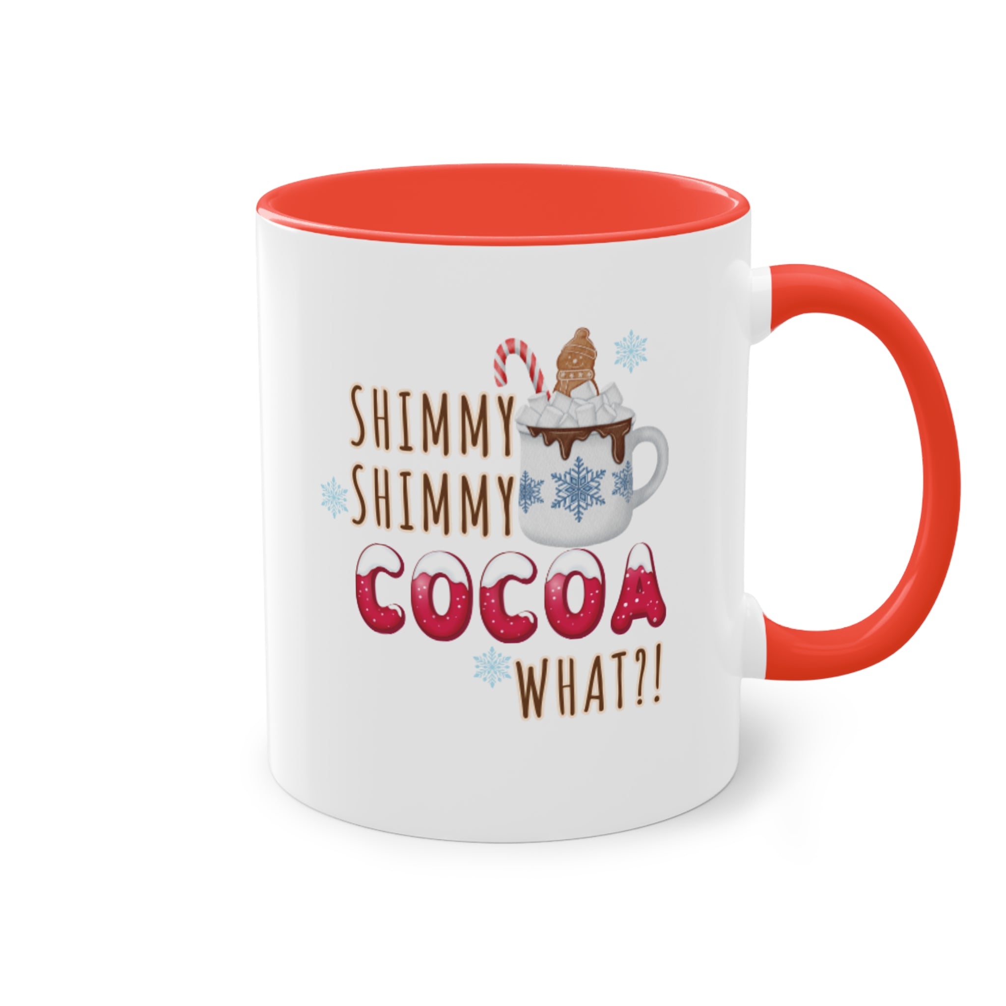 Funny Christmas Mug | Shimmy Shimmy Cocoa What?! Mug | Two-Tone Coffee Mugs 11oz | Holiday Mugs