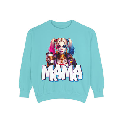 Harley Quinn Mama Crewneck | Cute Spooky Crewneck | Harley Quinn Crewneck | Unisex Garment-Dyed Sweatshirt