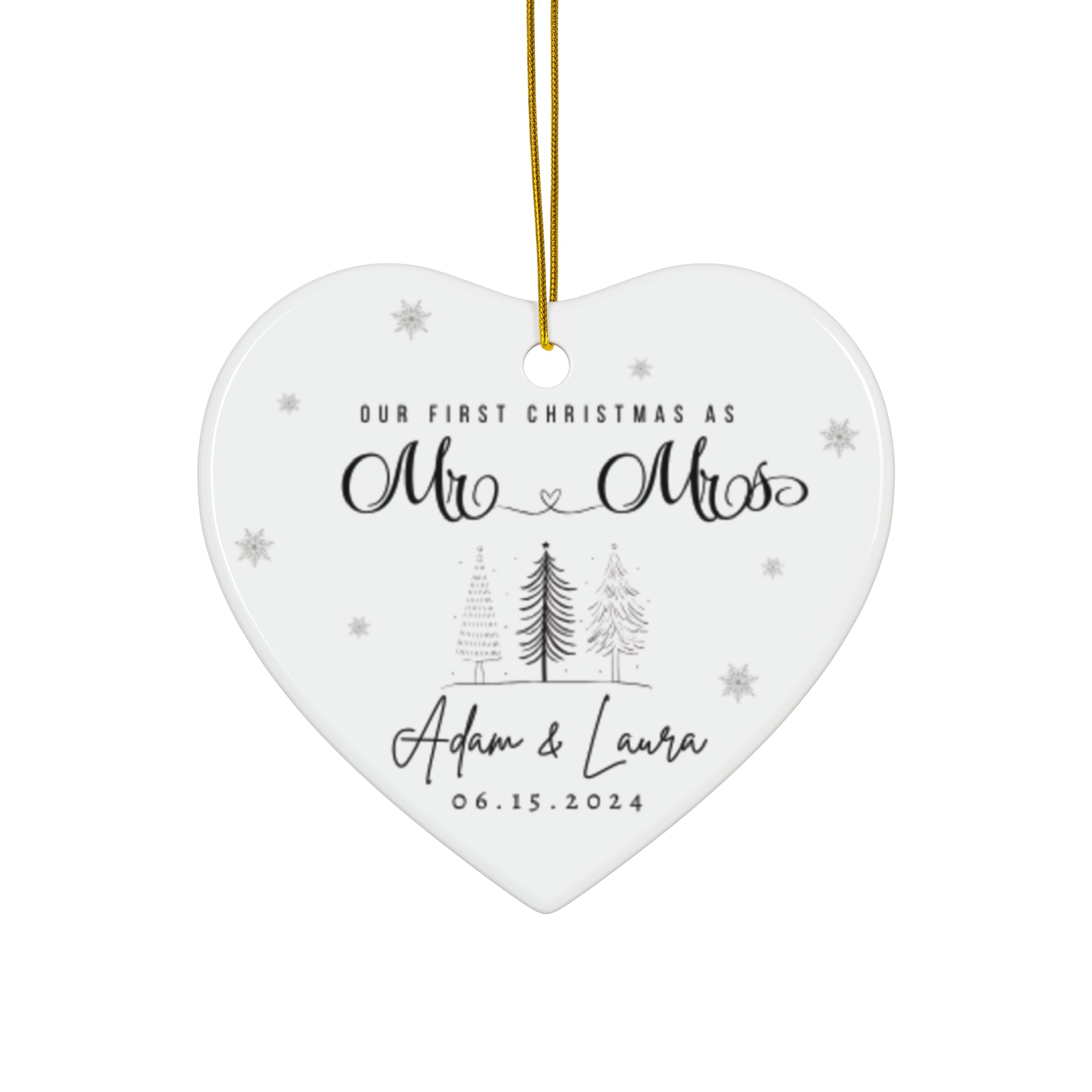 Personalized Mr &amp; Mrs Christmas Tree Ceramic Ornament