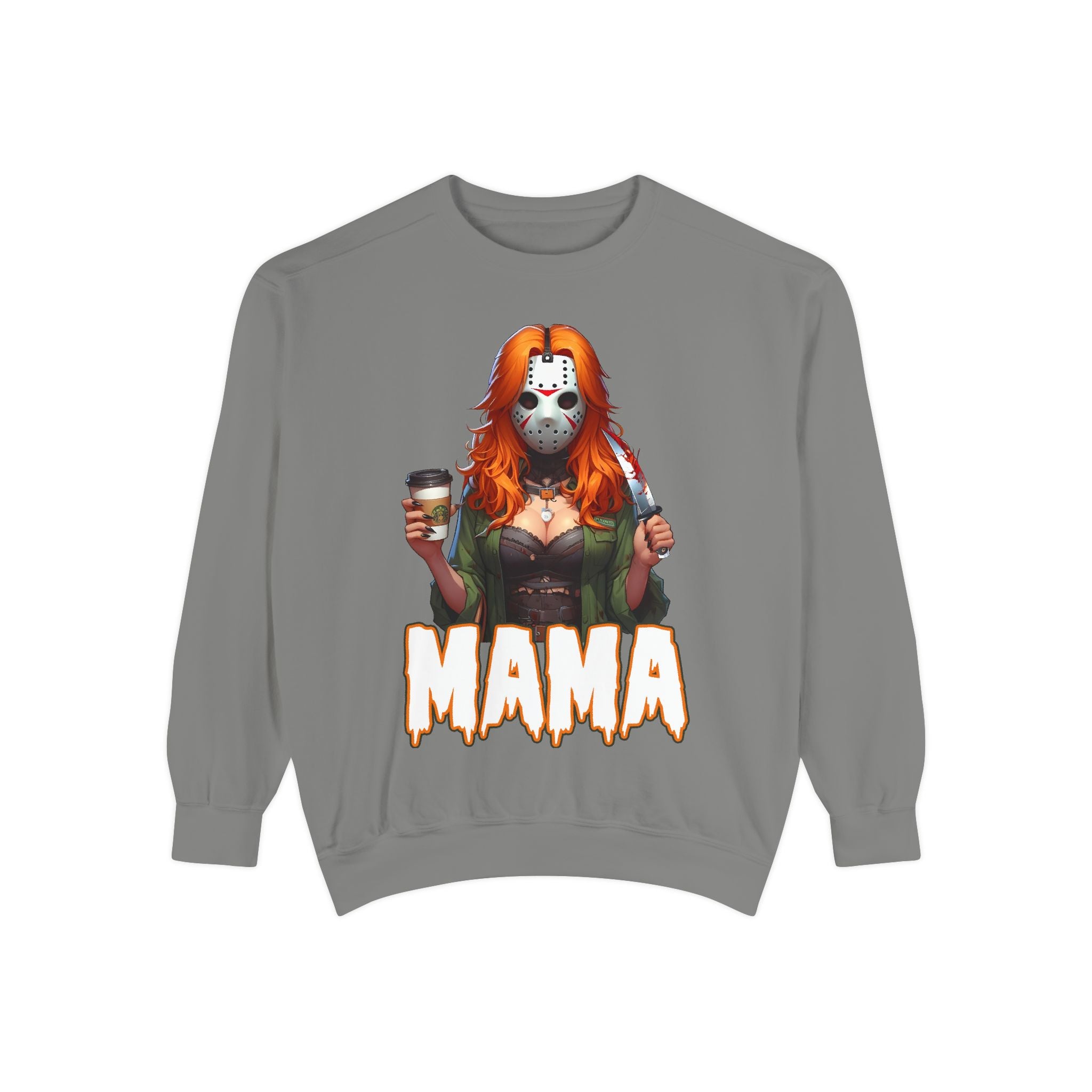 Jason Voorhees Mama Crewneck | Cute Spooky Crewneck | Jason Voorhees Crewneck | Unisex Garment-Dyed Sweatshirt