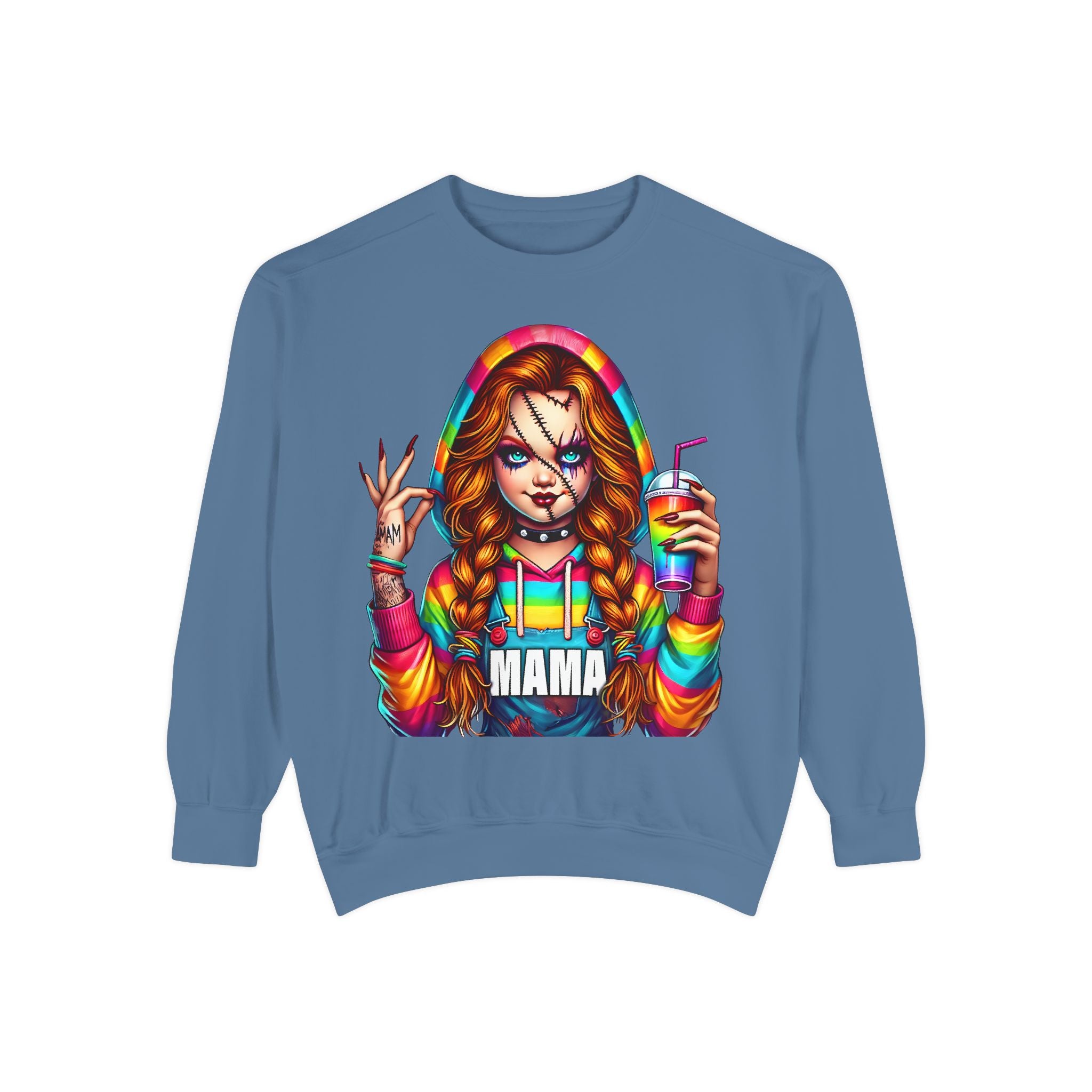 Chucky Mama Crewneck | Cute Spooky Crewneck |Chucky Crewneck | Unisex Garment-Dyed Sweatshirt