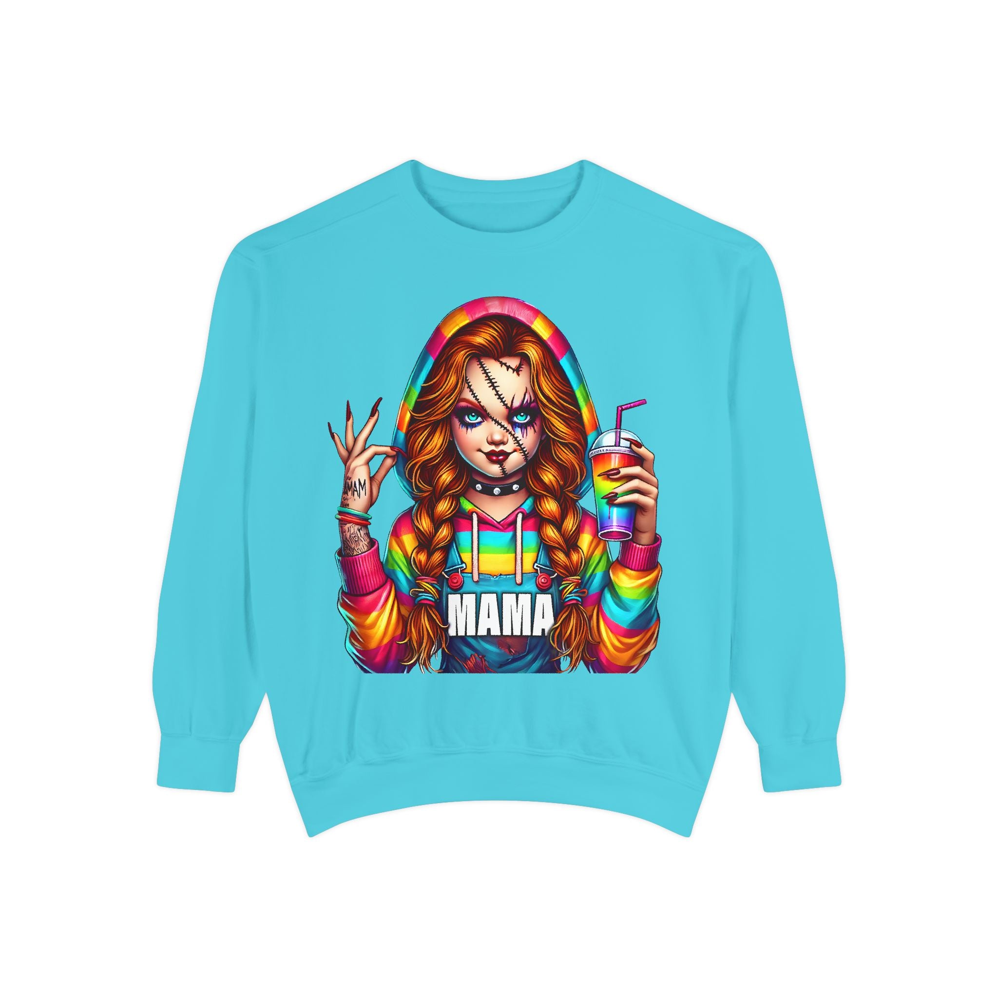 Chucky Mama Crewneck | Cute Spooky Crewneck |Chucky Crewneck | Unisex Garment-Dyed Sweatshirt