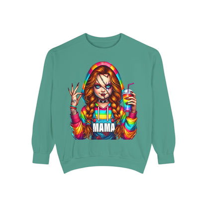 Chucky Mama Crewneck | Cute Spooky Crewneck |Chucky Crewneck | Unisex Garment-Dyed Sweatshirt