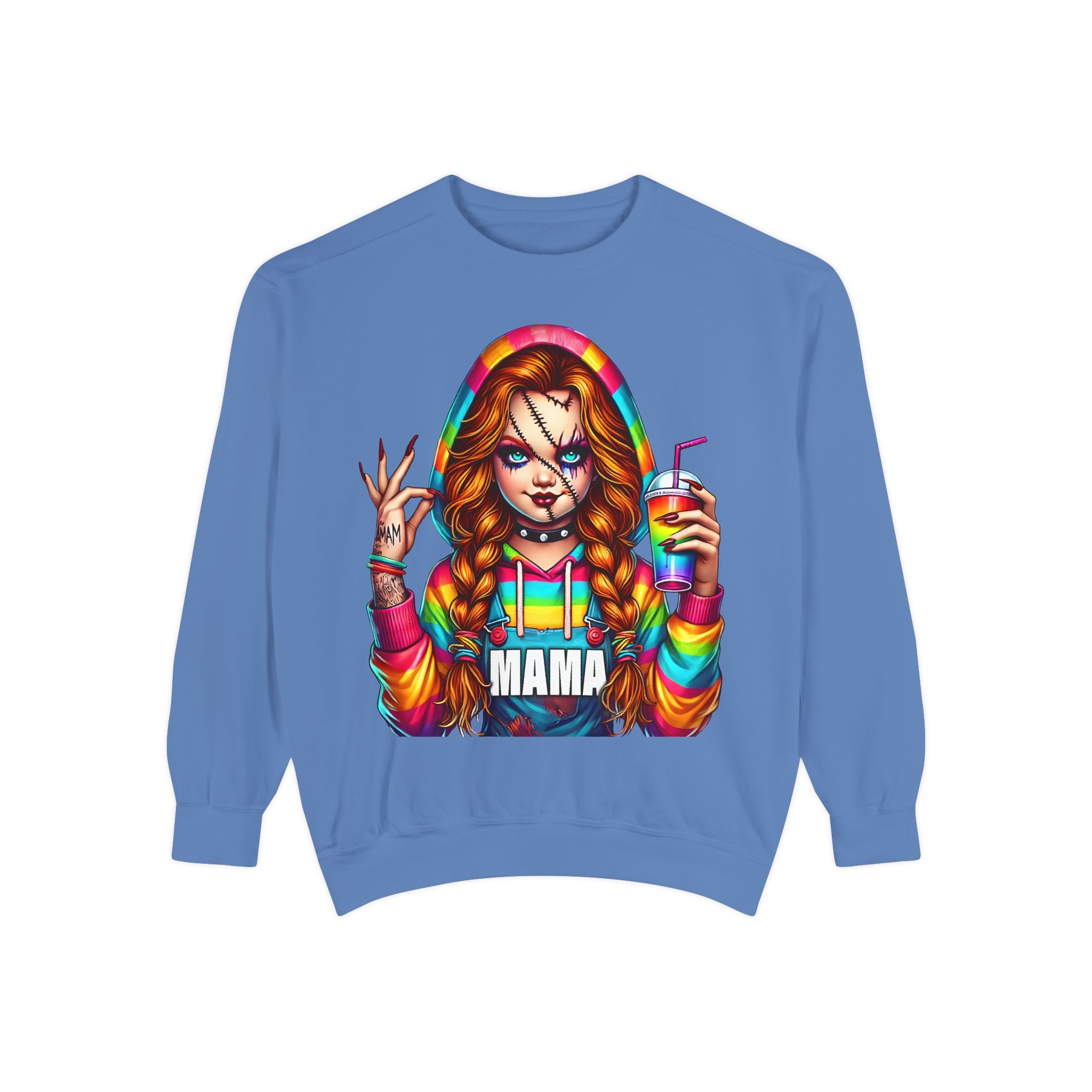 Chucky Mama Crewneck | Cute Spooky Crewneck |Chucky Crewneck | Unisex Garment-Dyed Sweatshirt