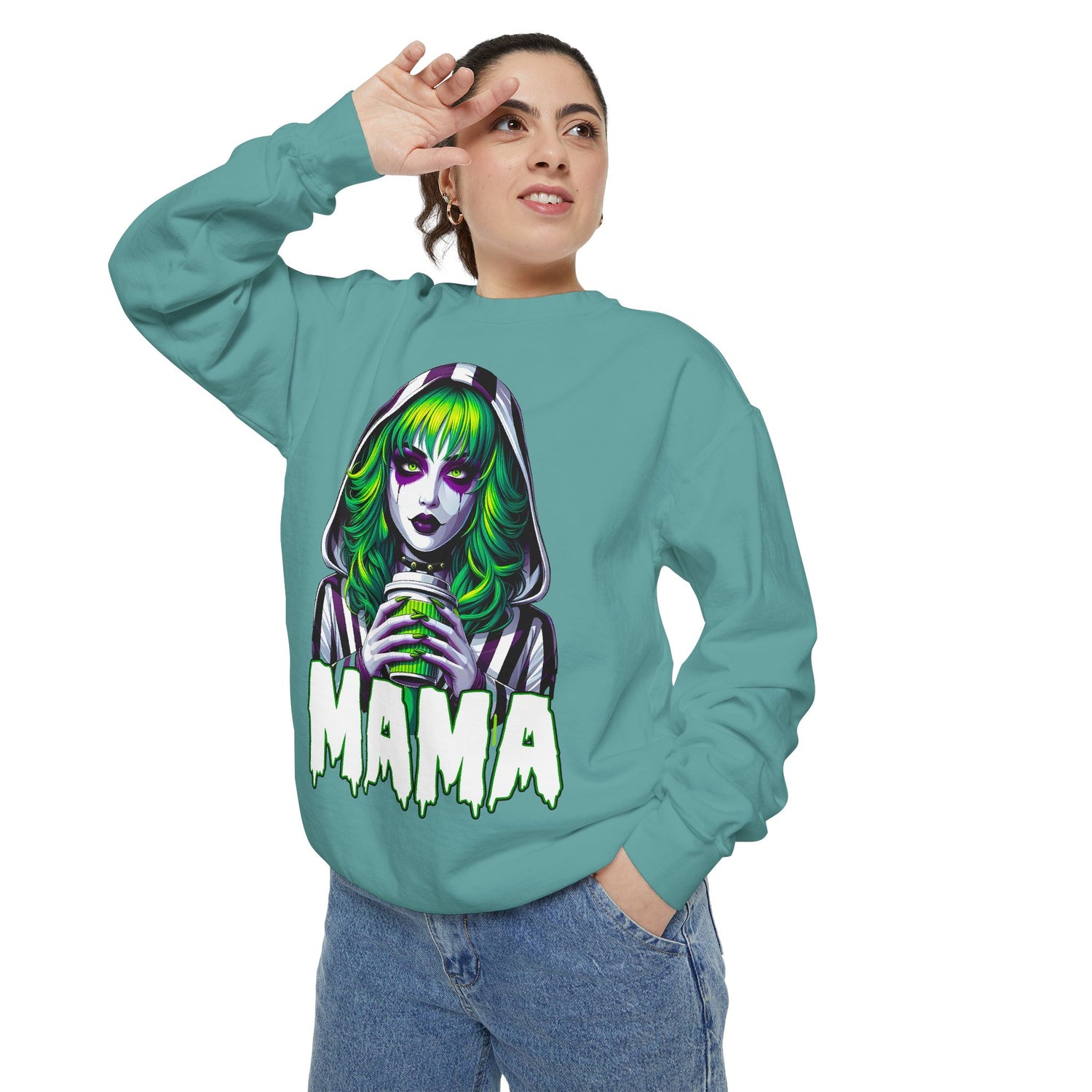 Beetlejuice Mama Crewneck | Cute Spooky Crewneck | Beetlejuice Crewneck | Unisex Garment-Dyed Sweatshirt