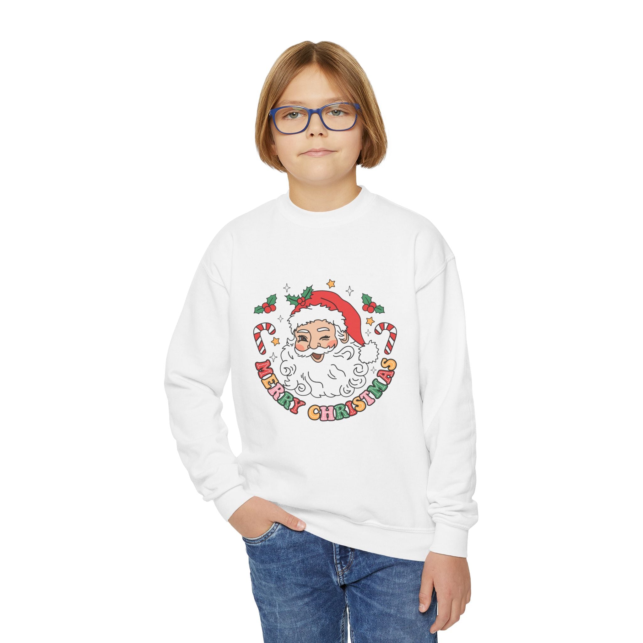 Youth Merry Christmas Crewneck Sweatshirt for Holiday Cheer