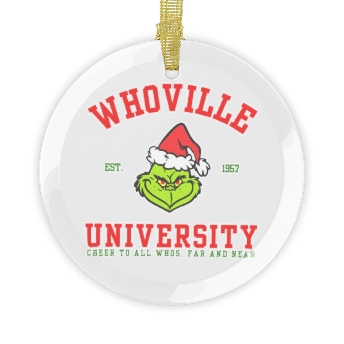 Whoville University Glass Ornaments - Festive Grinch Holiday Decor