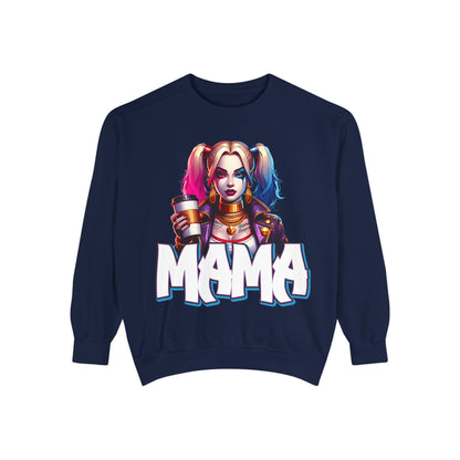 Harley Quinn Mama Crewneck | Cute Spooky Crewneck | Harley Quinn Crewneck | Unisex Garment-Dyed Sweatshirt