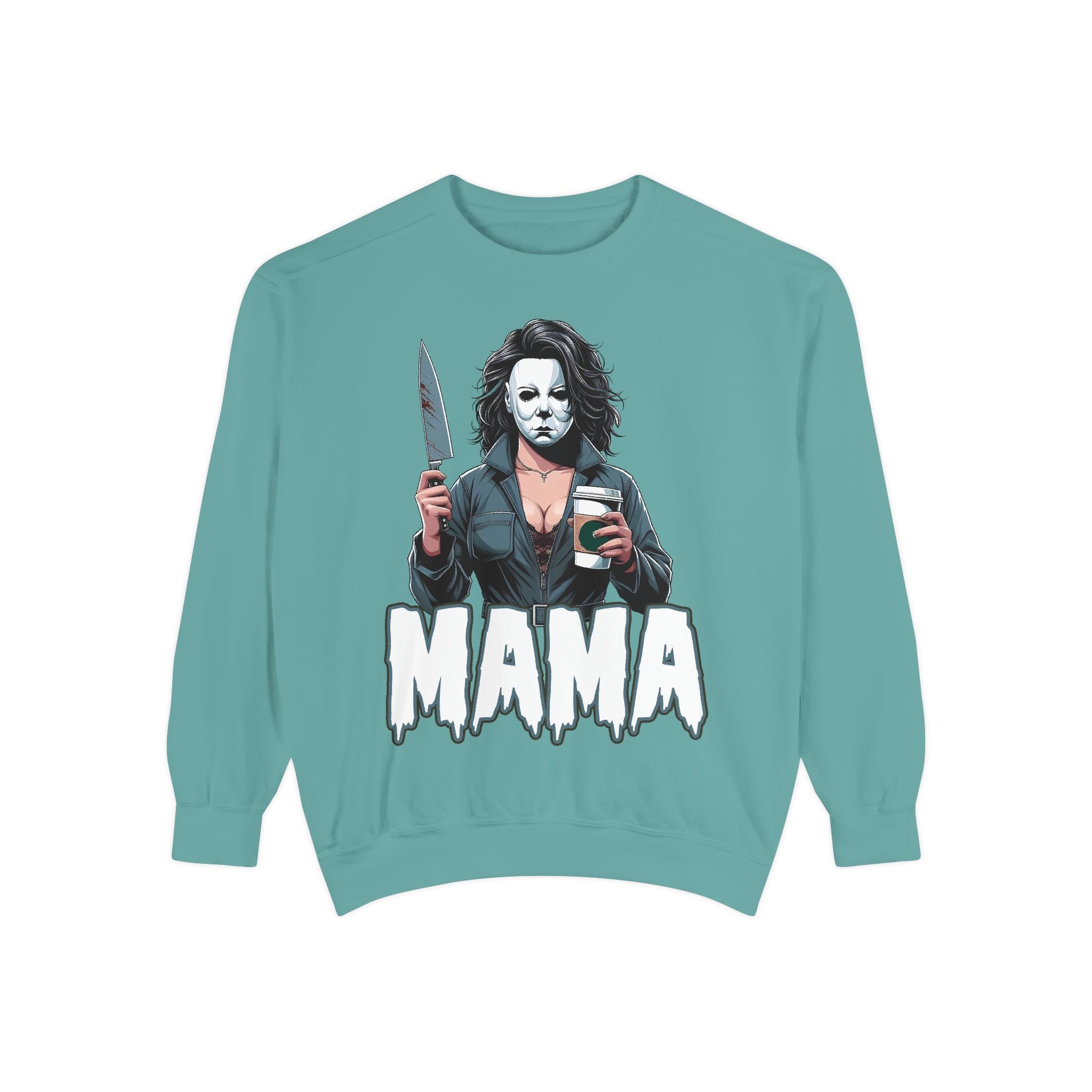 Michael Myers Mama Crewneck | Cute Spooky Crewneck | Michael Myers Crewneck | Unisex Garment-Dyed Sweatshirt