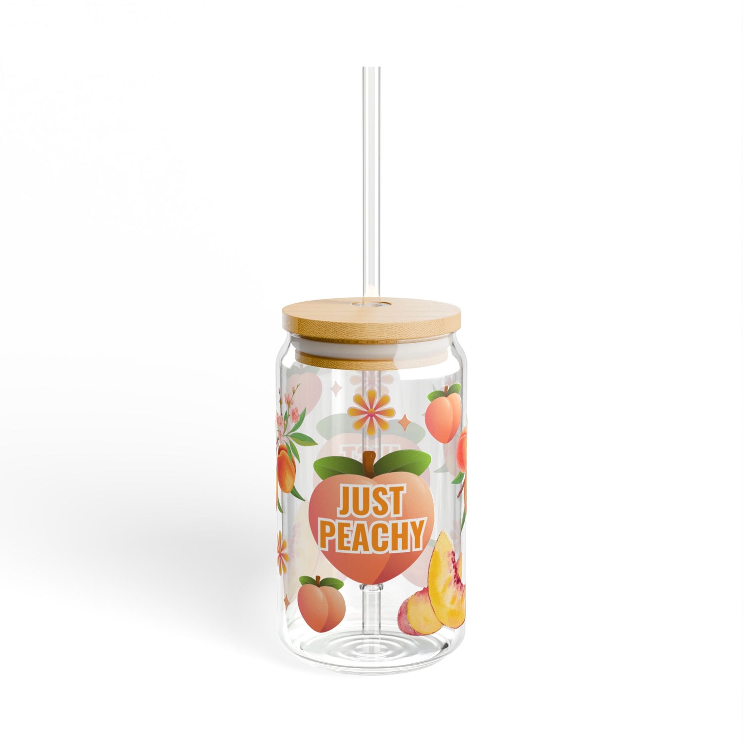 Just Peachy | Sipper Glass 16oz | Summer Sipper Glass