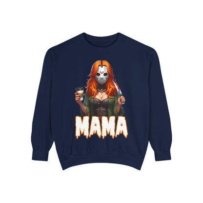 Jason Voorhees Mama Crewneck | Cute Spooky Crewneck | Jason Voorhees Crewneck | Unisex Garment-Dyed Sweatshirt