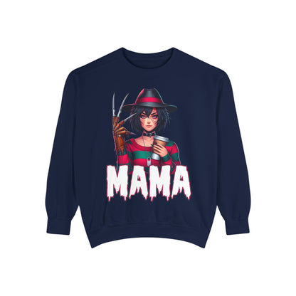 Freddy Krueger Mama Crewneck | Cute Spooky Crewneck | Freddy Krueger Crewneck | Unisex Garment-Dyed Sweatshirt