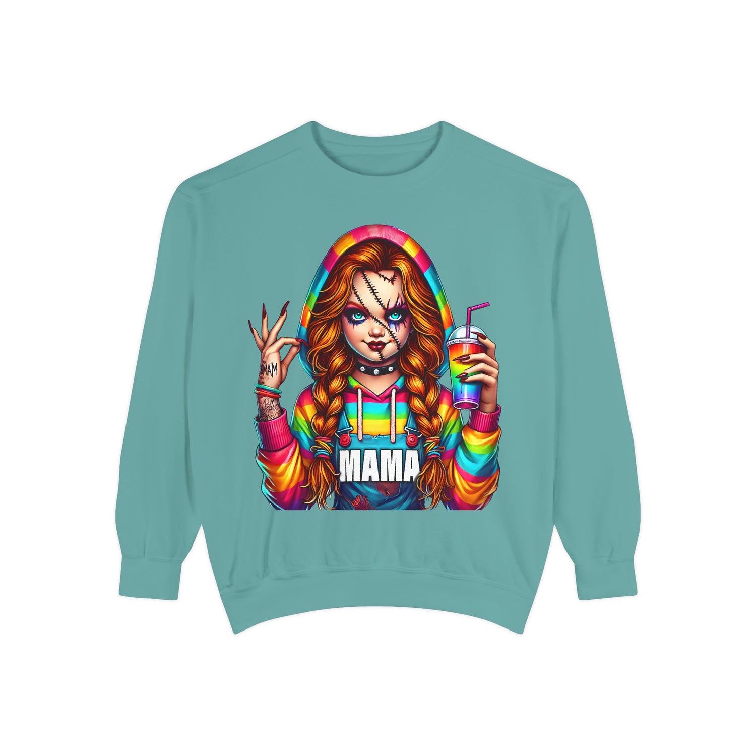 Chucky Mama Crewneck | Cute Spooky Crewneck |Chucky Crewneck | Unisex Garment-Dyed Sweatshirt