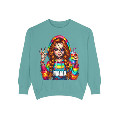 Chucky Mama Crewneck | Cute Spooky Crewneck |Chucky Crewneck | Unisex Garment-Dyed Sweatshirt