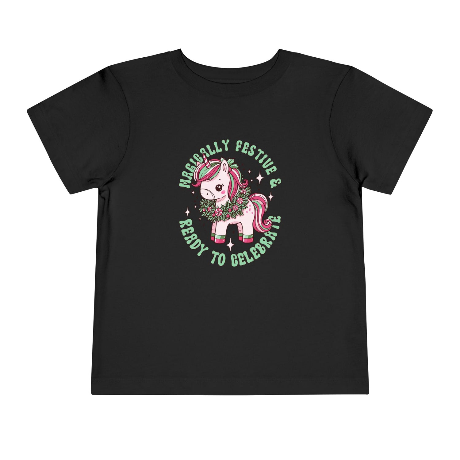 Festive Unicorn Toddler Tee - Merry &amp; Ready to Celebrate