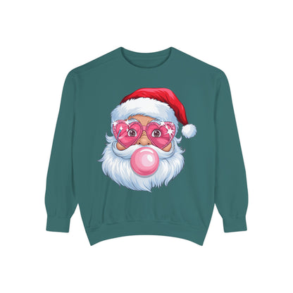 Santa Bubble Gum | Cute Santa Unisex Garment-Dyed Sweatshirt