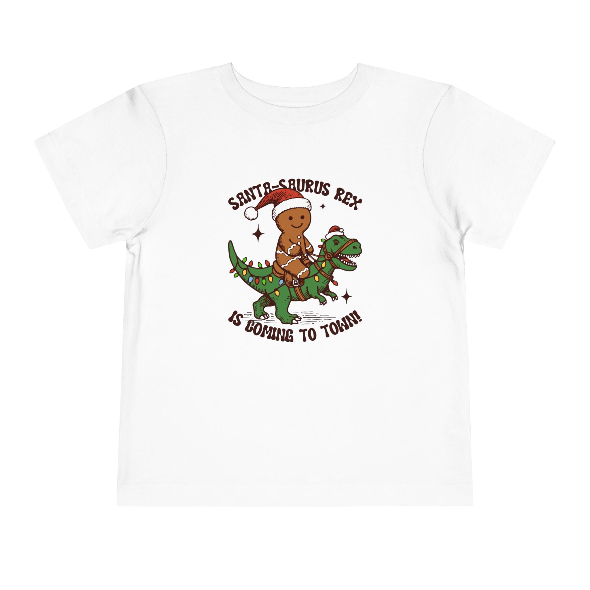 Toddler Short Sleeve Tee - Cute Santa-Saurus Rex Holiday Shirt