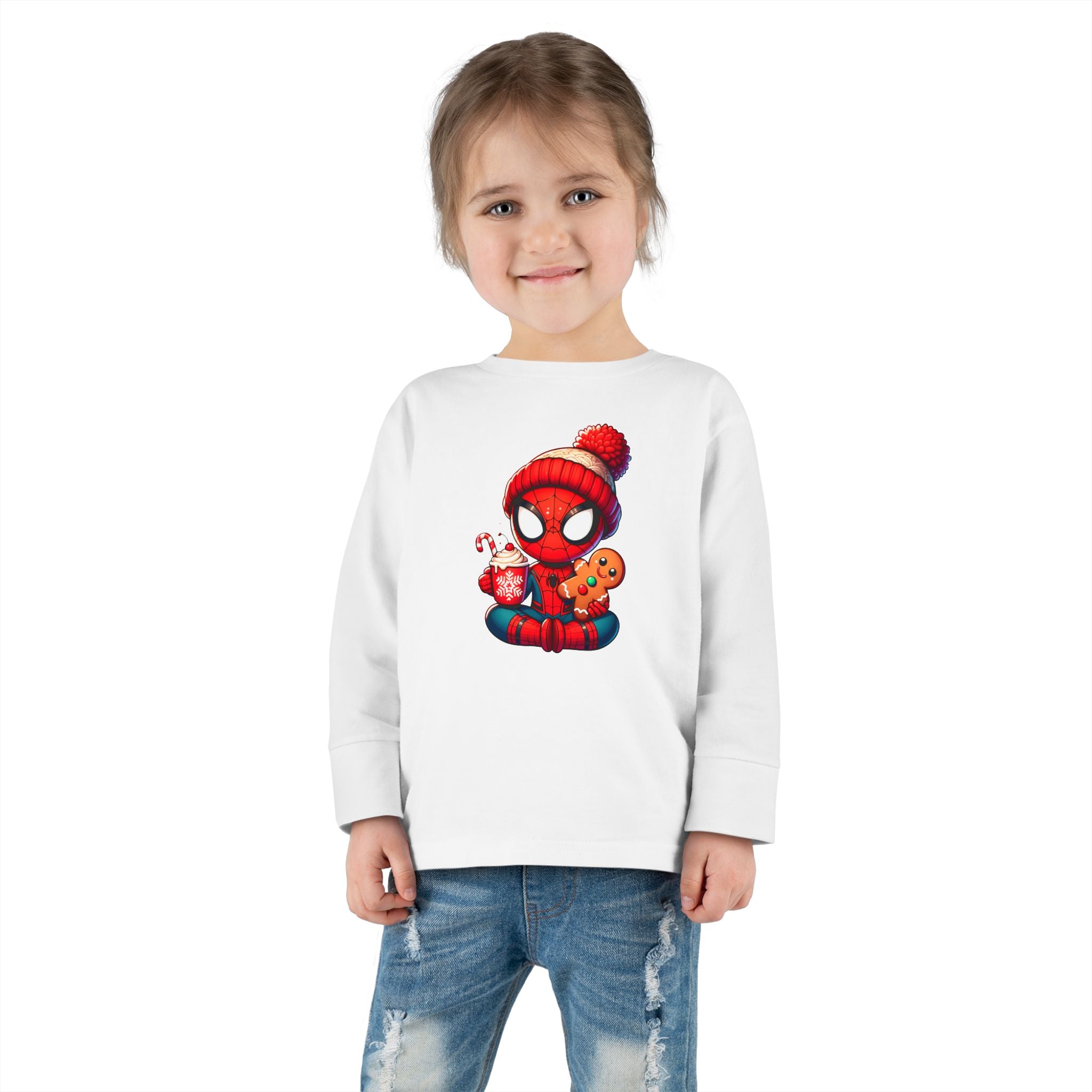 Cute Spidey Christmas Toddler Long Sleeve Tee