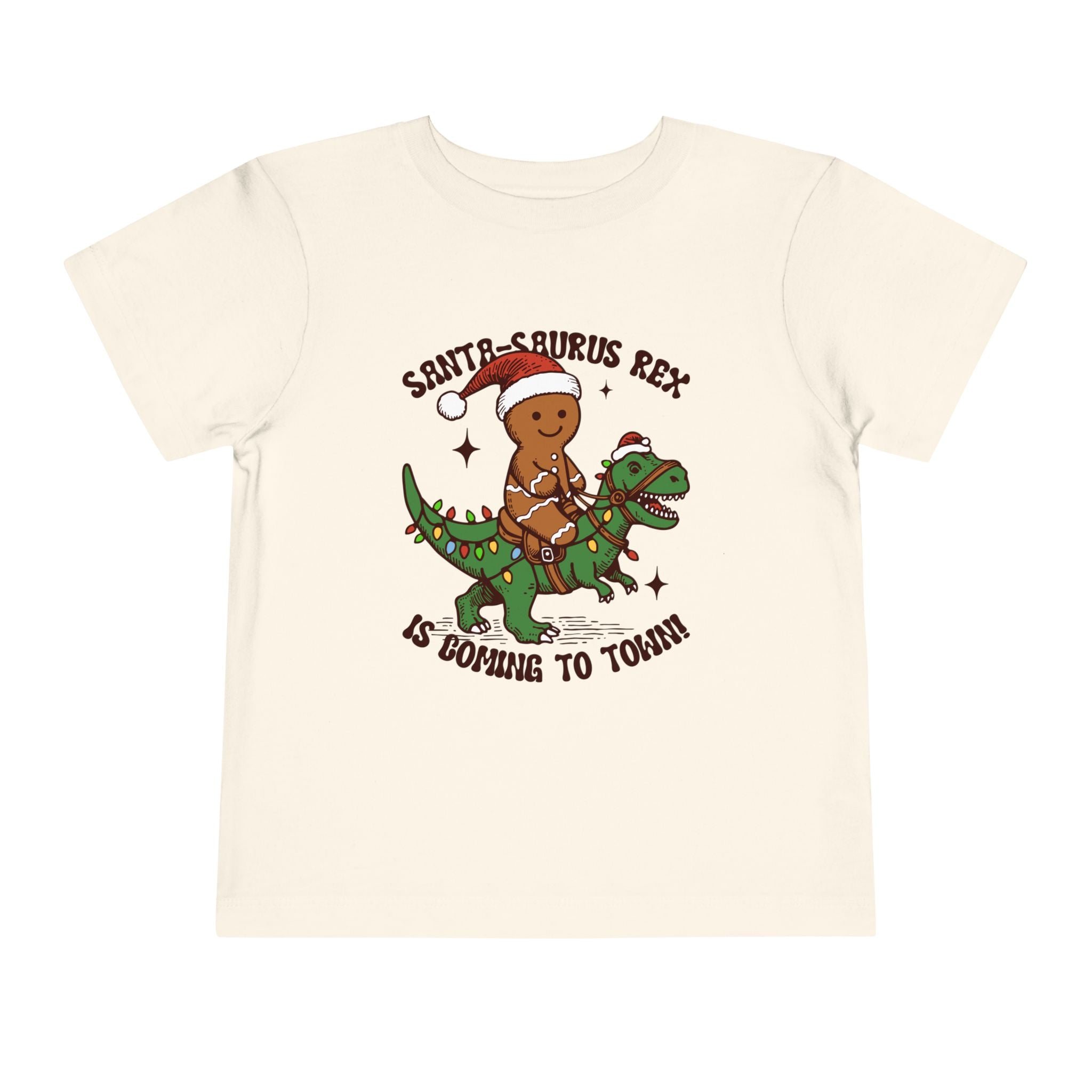 Toddler Short Sleeve Tee - Cute Santa-Saurus Rex Holiday Shirt