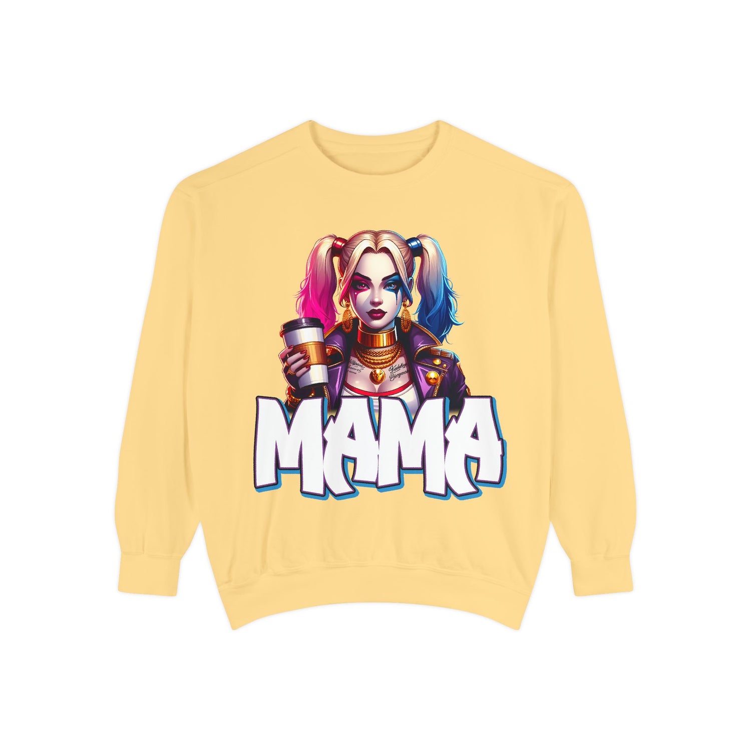 Harley Quinn Mama Crewneck | Cute Spooky Crewneck | Harley Quinn Crewneck | Unisex Garment-Dyed Sweatshirt