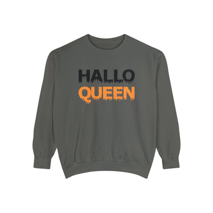 Hallo Queen Crewneck | Halloween Crewneck | Unisex Garment-Dyed Sweatshirt