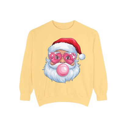 Santa Bubble Gum | Cute Santa Unisex Garment-Dyed Sweatshirt