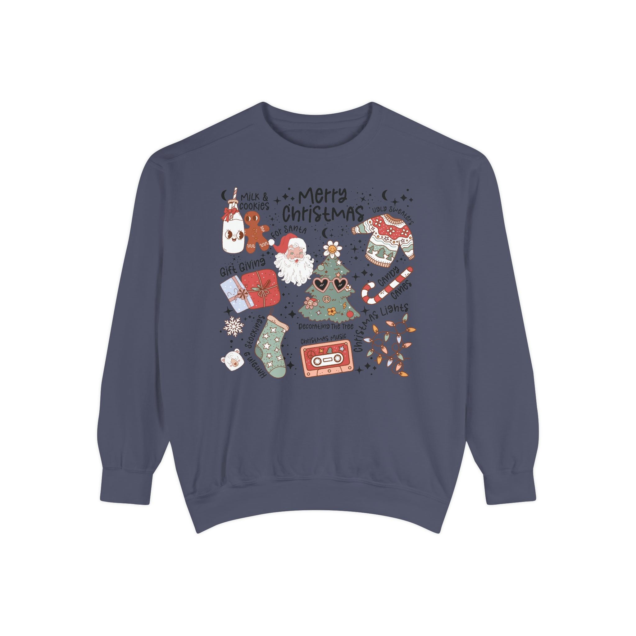 Merry Christmas Sweatshirt - Unisex Garment-Dyed Holiday Apparel